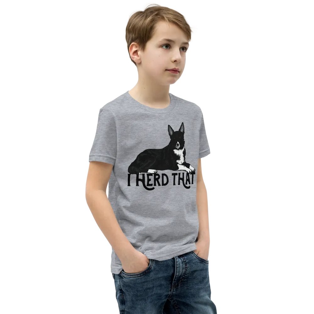 Custom - I Herd That T-Shirt | Funny (Smooth Coated) Border Collie Youth T-Shirt for Herding Dog Owners product image (3)
