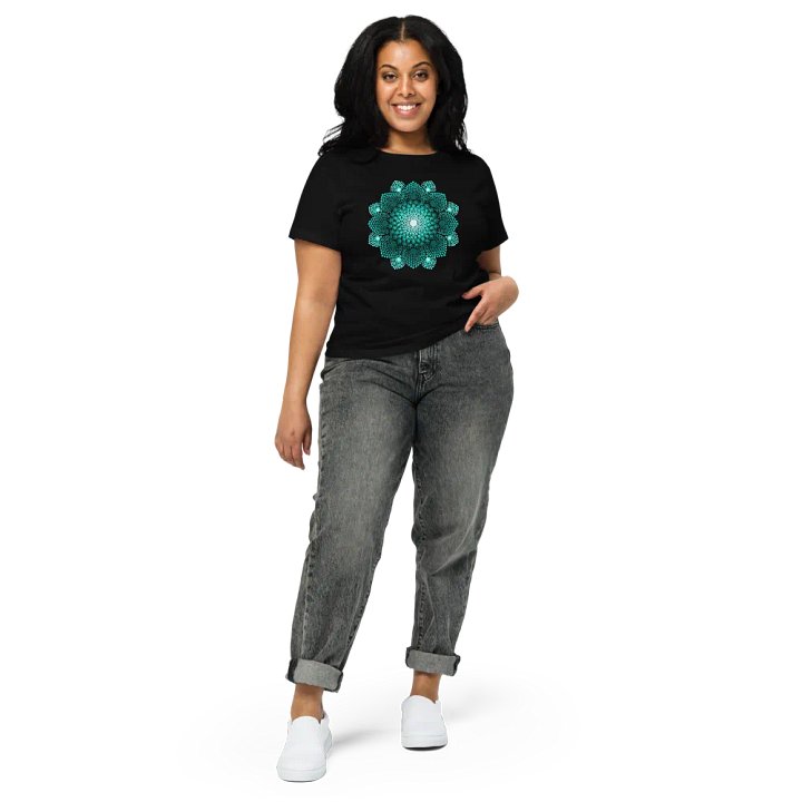 Turquoise Dot Mandala Women's High-Waisted T-Shirt product image (2)