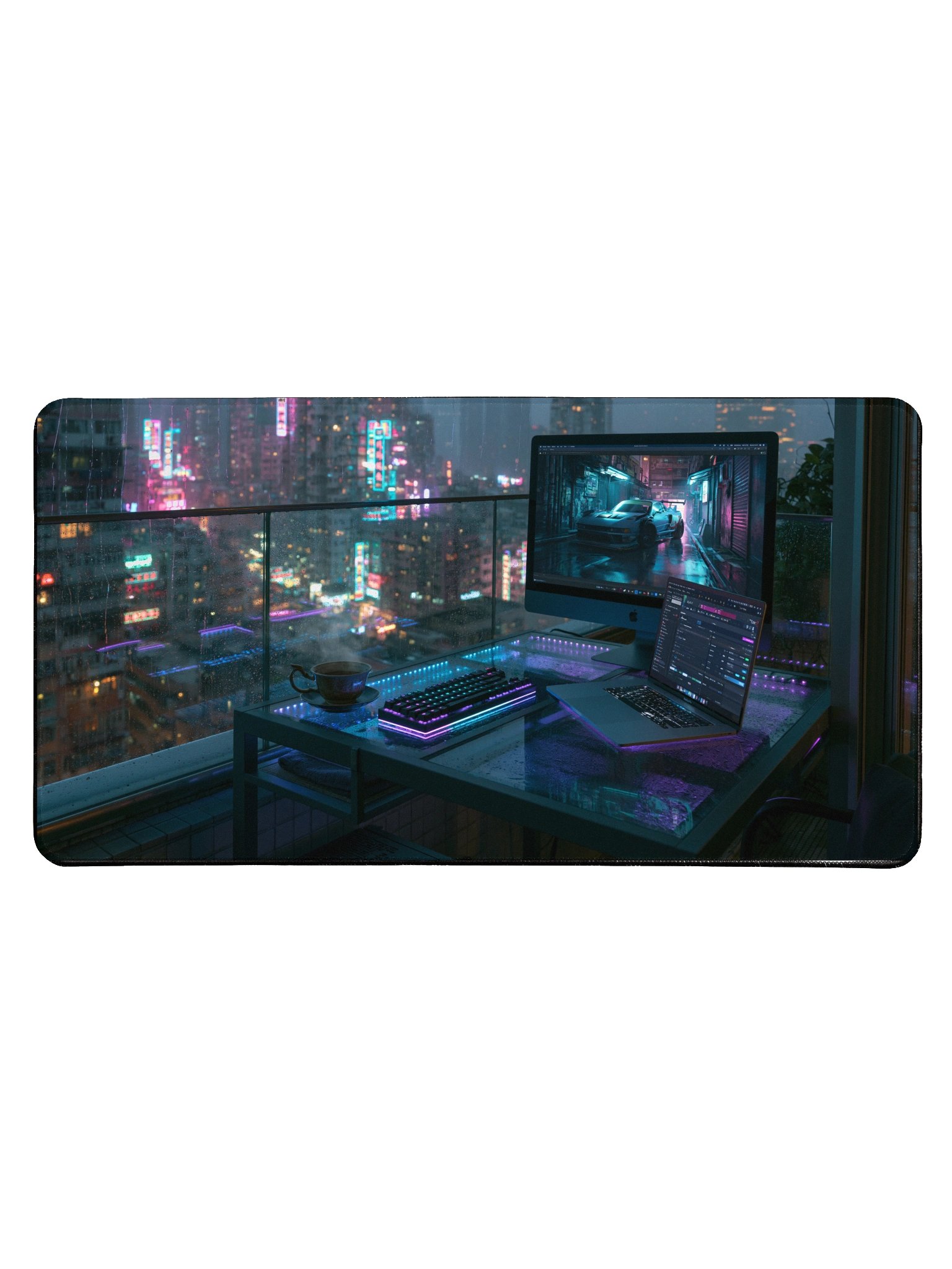 Neon Balcony Midnight Desk Mat product image (1)