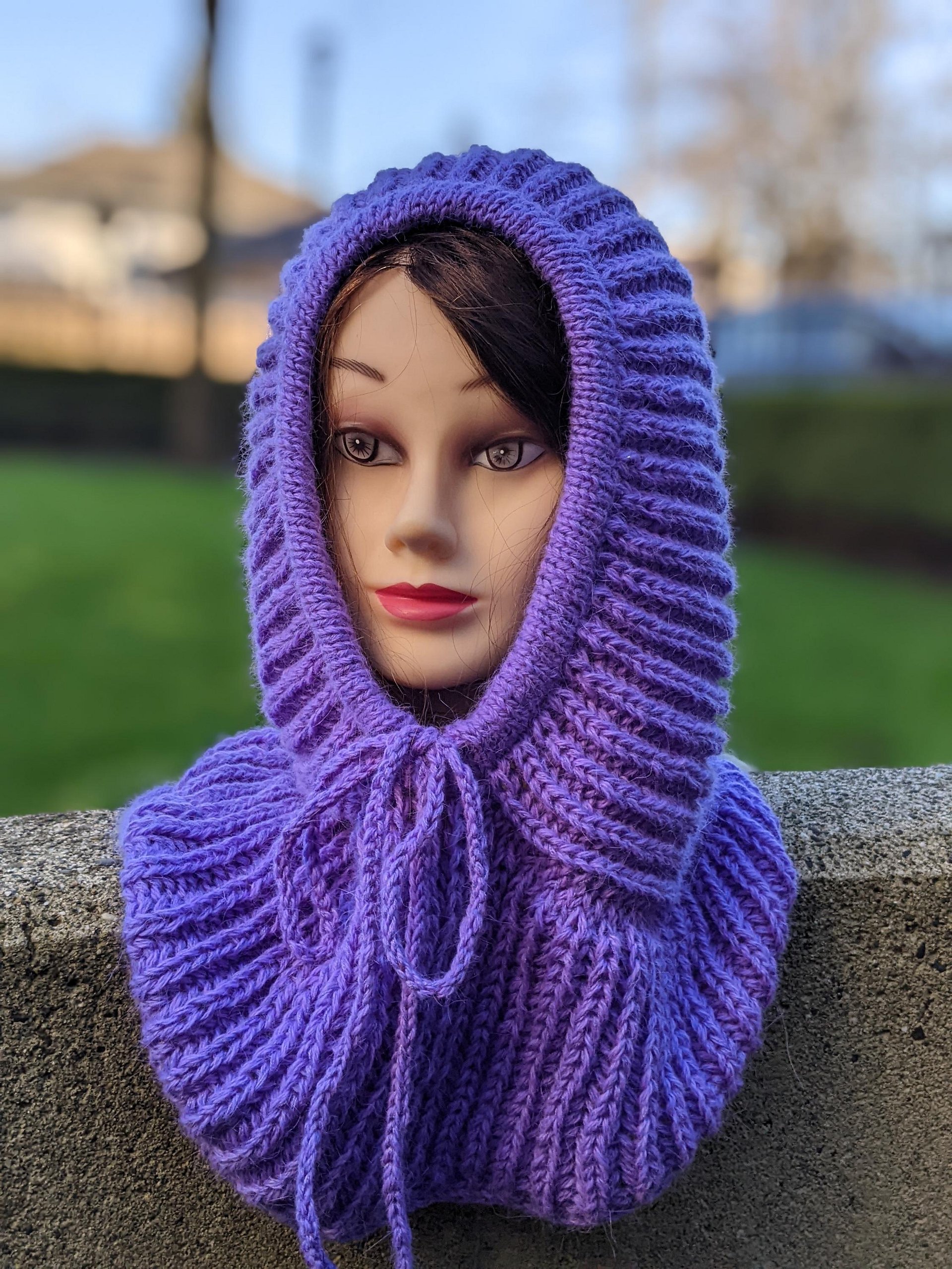 Knit Ribbed Hooded Cowl Pattern product image (10)