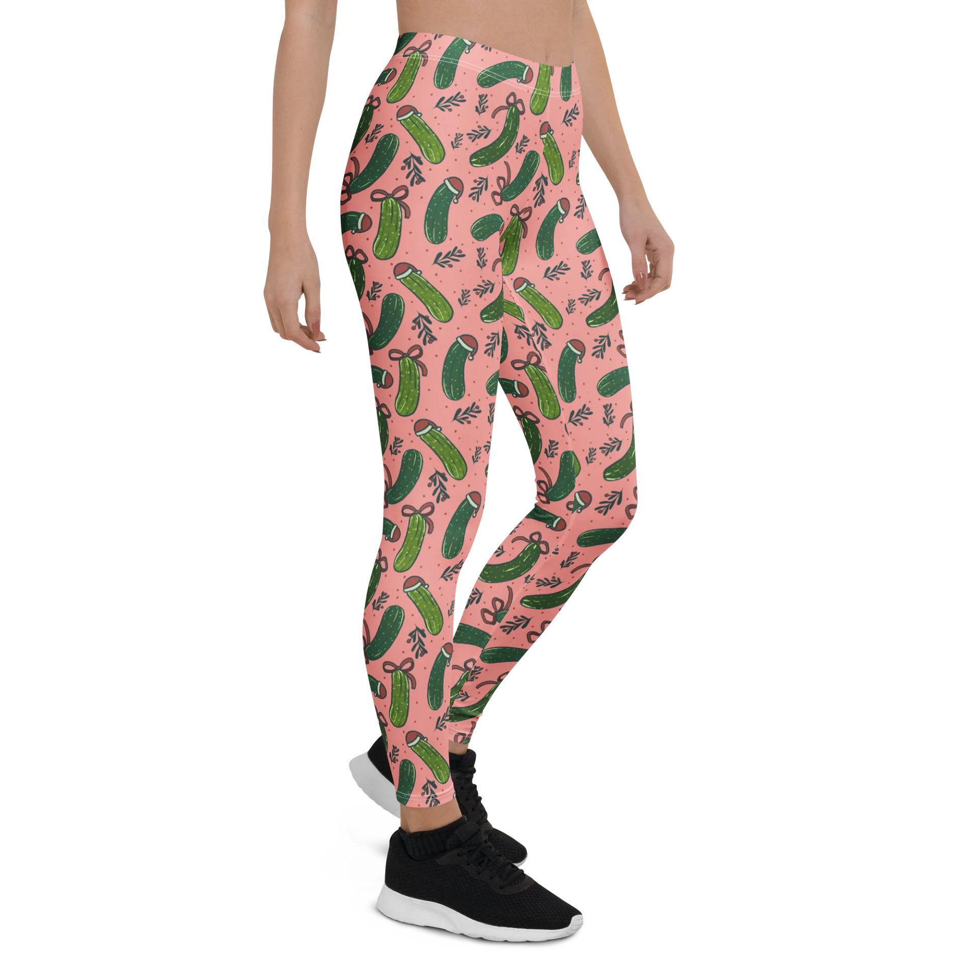 Christmas Pickles Pattern Leggings, Pink product image (6)