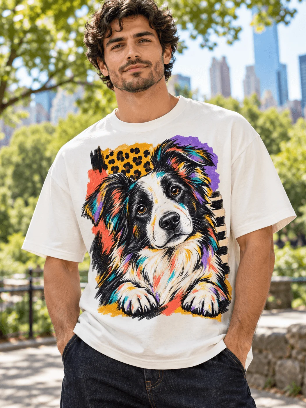 Border Collie Art T-Shirt product image (1)