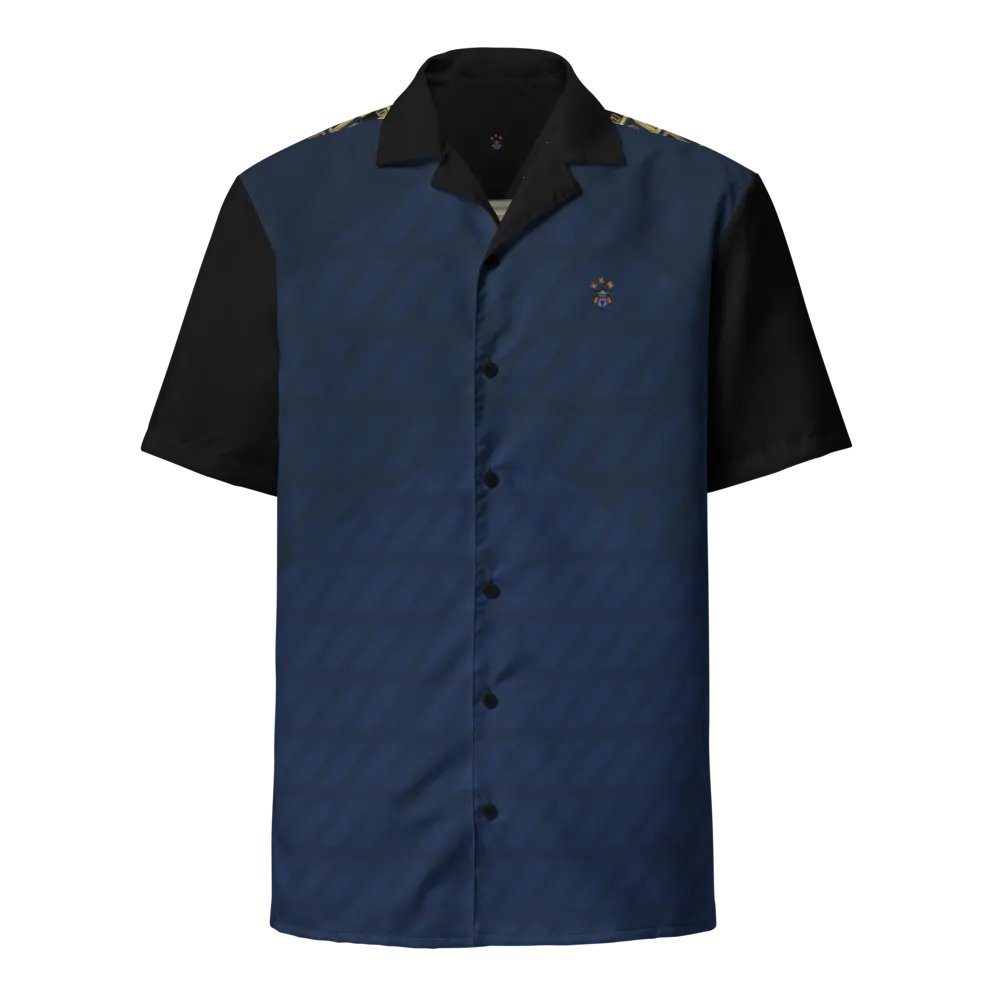 Blue Blessed by God Designer Logo in Back Button-up Shirt product image (2)