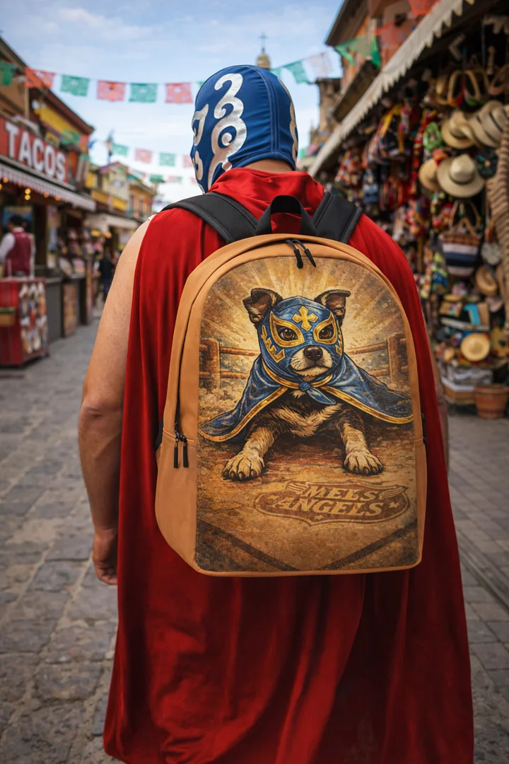 Los Guardianes Luchadores All-Over Print Backpack – Vintage Lucha Libre Dog Travel & School Bag product image (1)