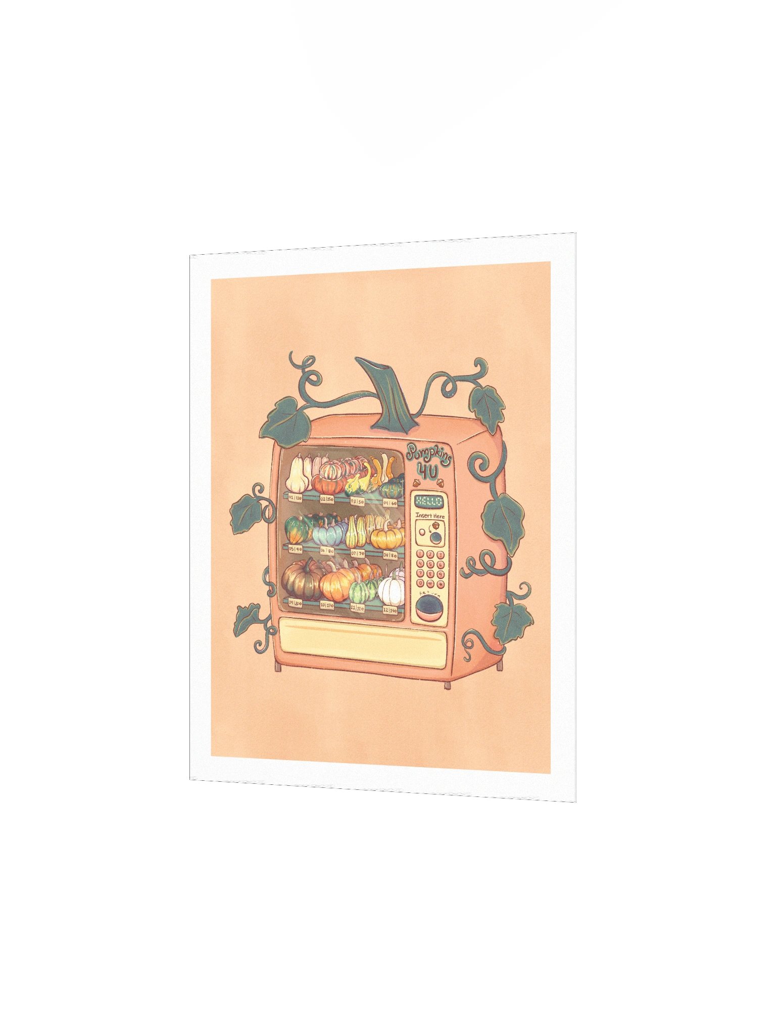 Pumpkin Vending Machine - Print with Orange Background product image (3)