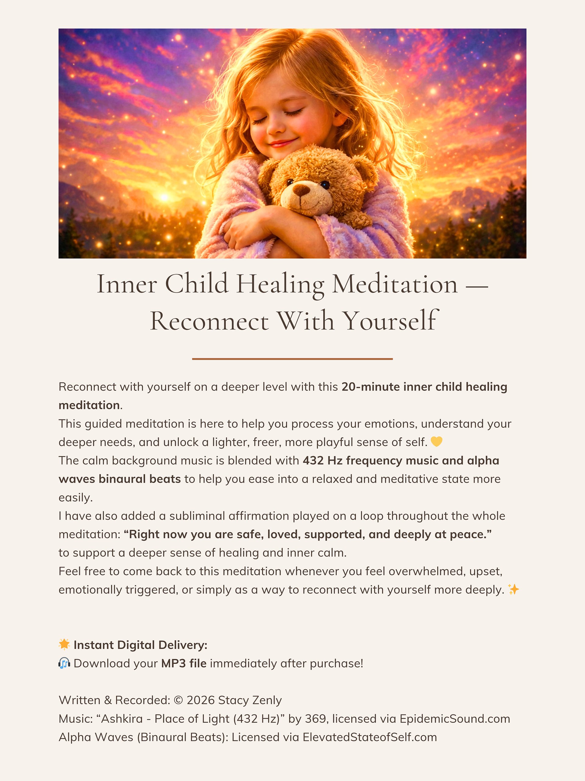 Inner Child Healing Meditation — Reconnect With Yourself | MP3 Download product image (2)