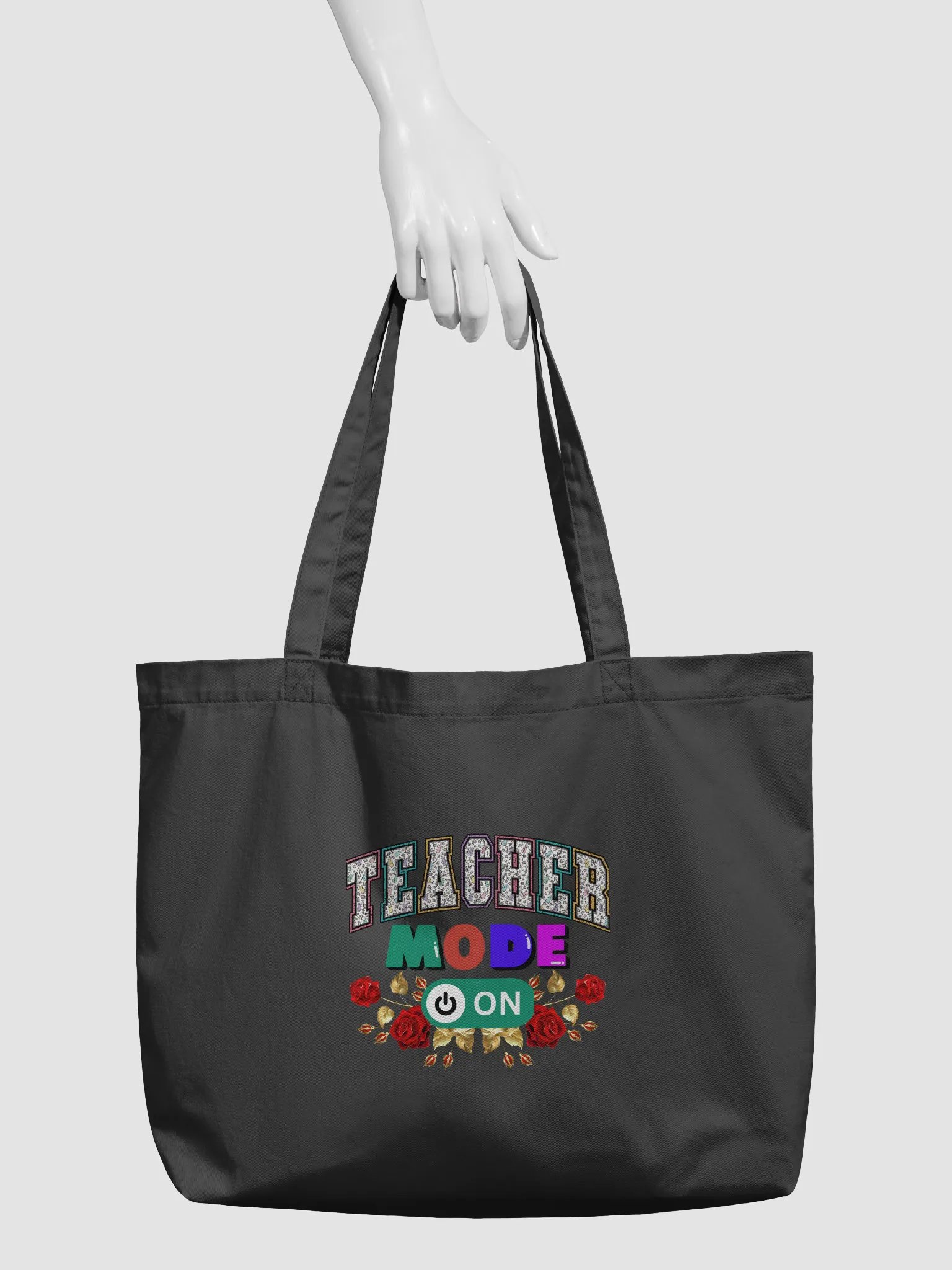 Teacher Mode On, Floral Teachers Eco Tote Bag product image (4)