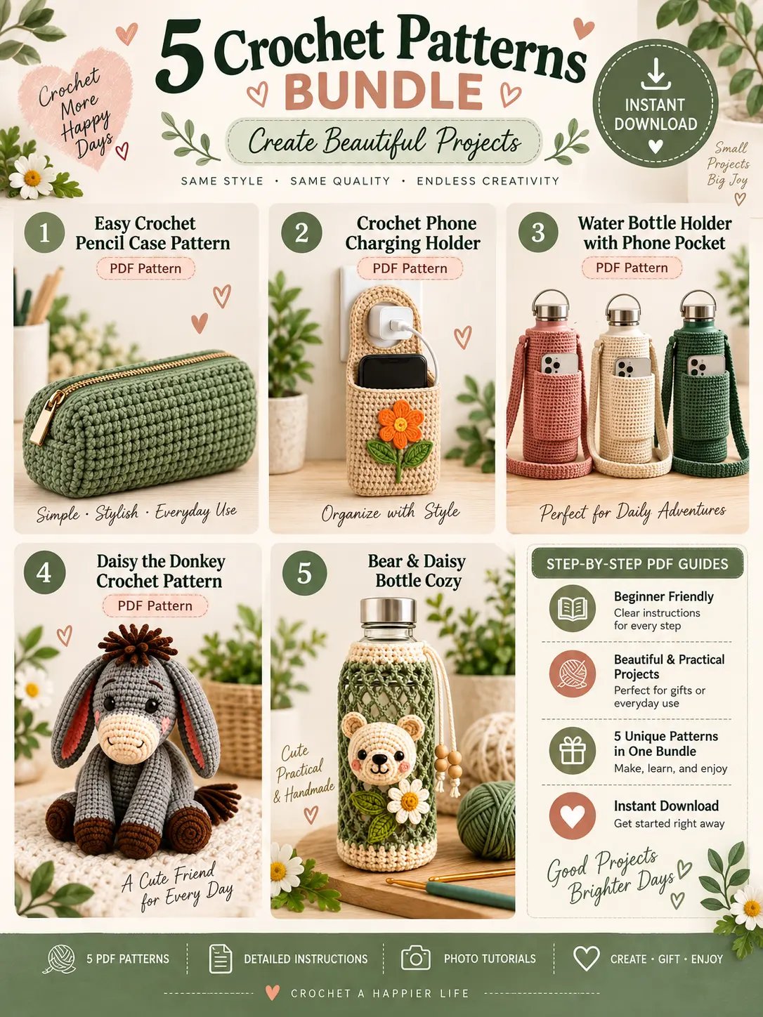 5 Crochet Patterns Bundle – Step-by-Step PDF Patterns product image (3)