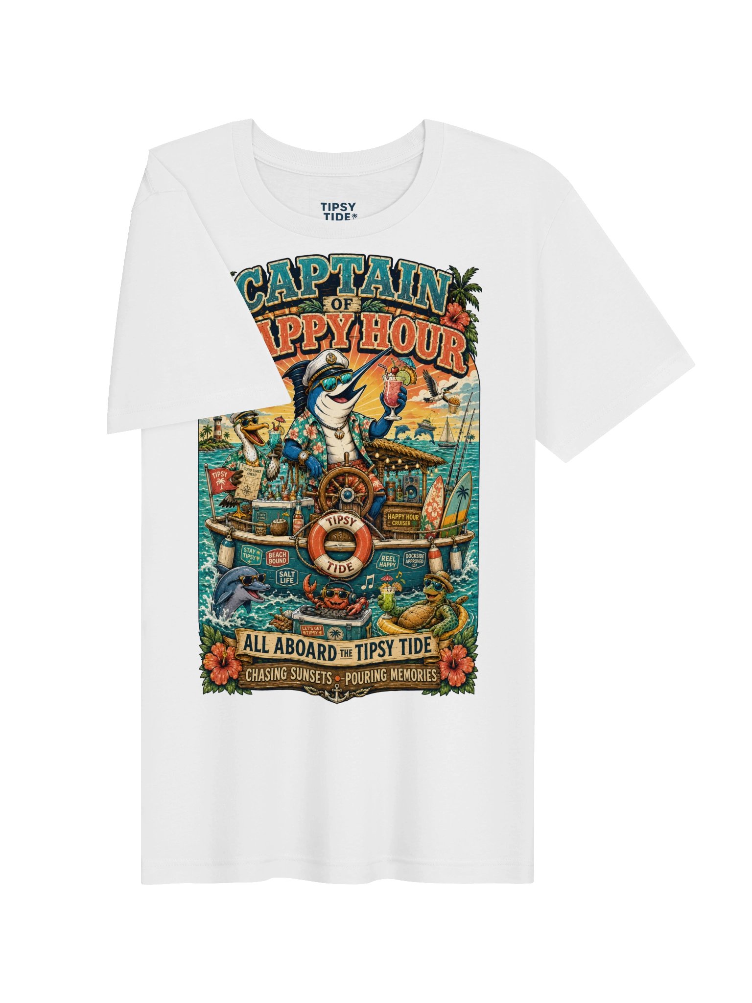 Captain of Happy Hour Tropical Nautical T-Shirt product image (4)