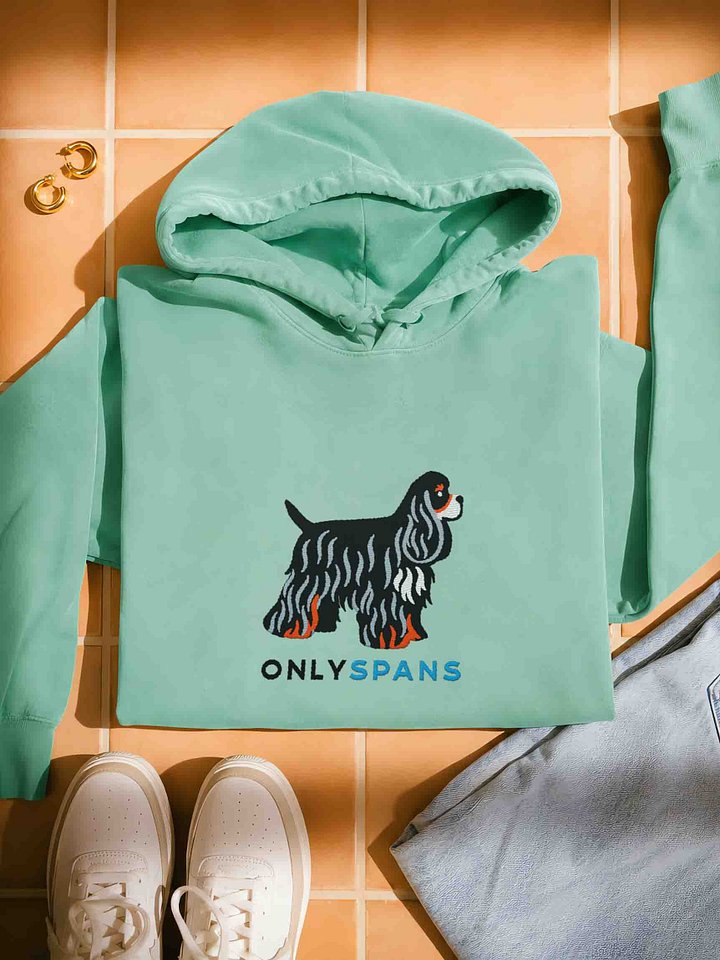 Only Spans Premium Hoodie (Embroidered) of an American Cocker Spaniel(Tricolor) product image (1)