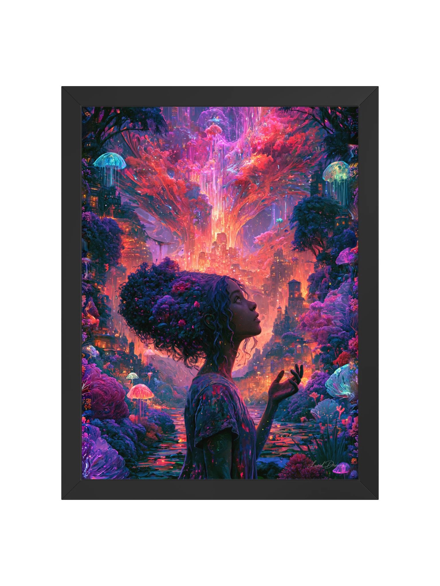 Fantasy City Portrait Framed Art Print — She Dreamed a City of Light product image (5)