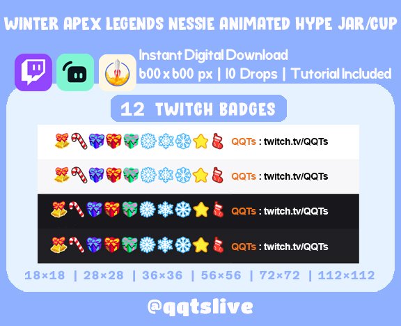 ANIMATED WINTER NESSIE Twitch Hype Jar - Stream Tip Cup+Sub Badges/2 Layers - 5 Outfit/Prop Options - 10 Bit Options+Set Up Tutorial product image (3)