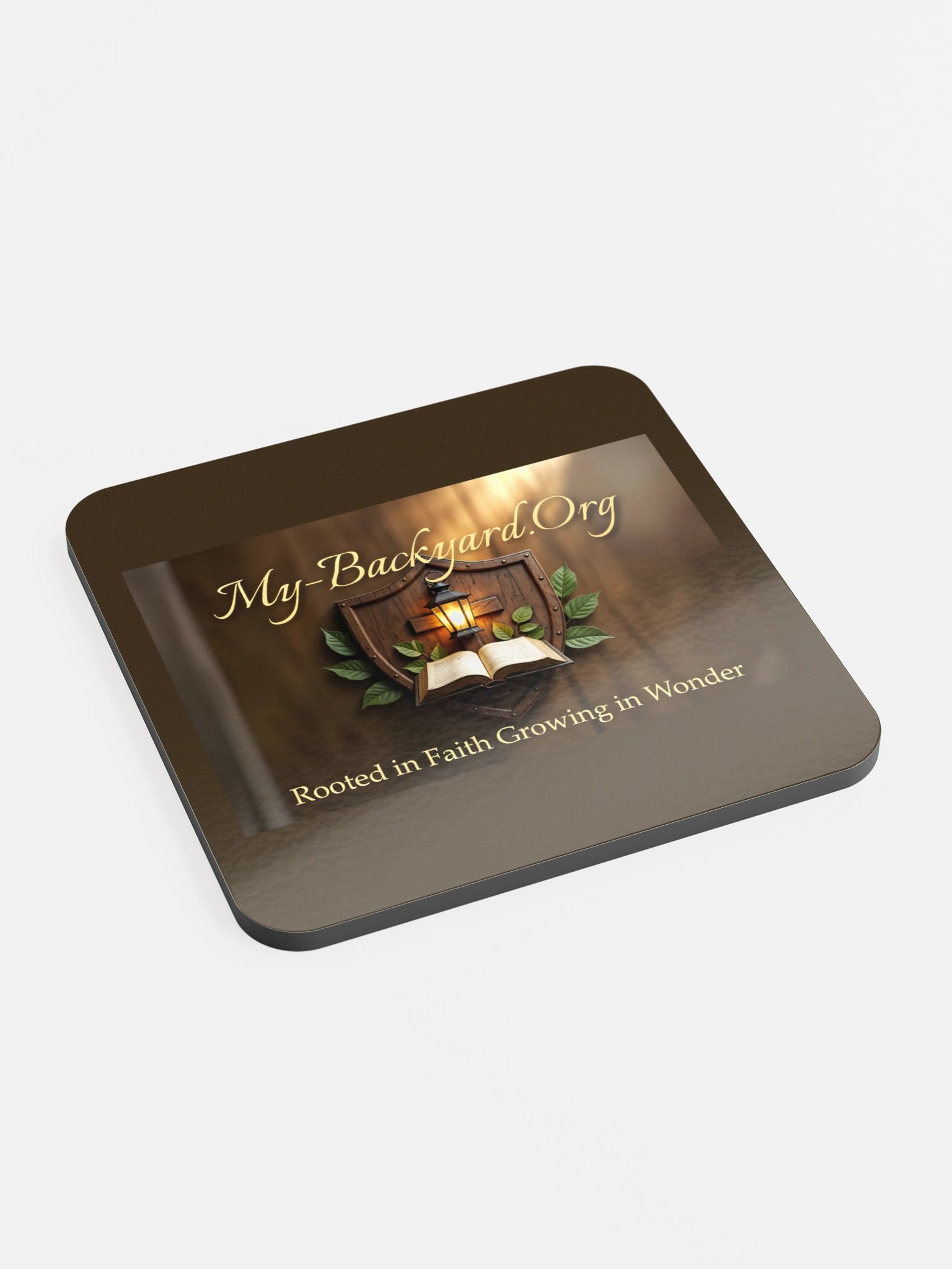 The Backyard Shield — Glossed Cork Coaster product image (2)