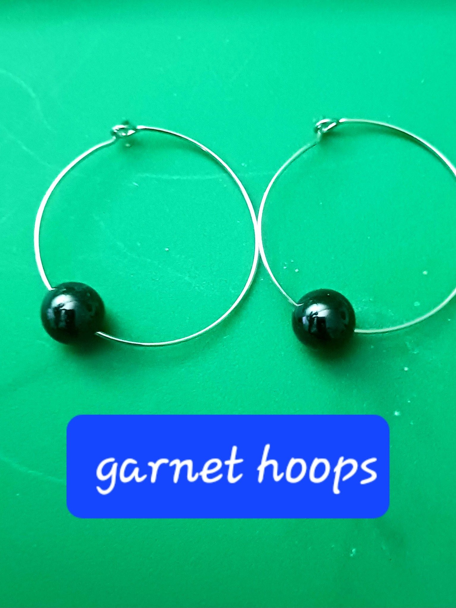 Garnet Hoop Earrings - Handmade Gemstone Hoops product image (2)