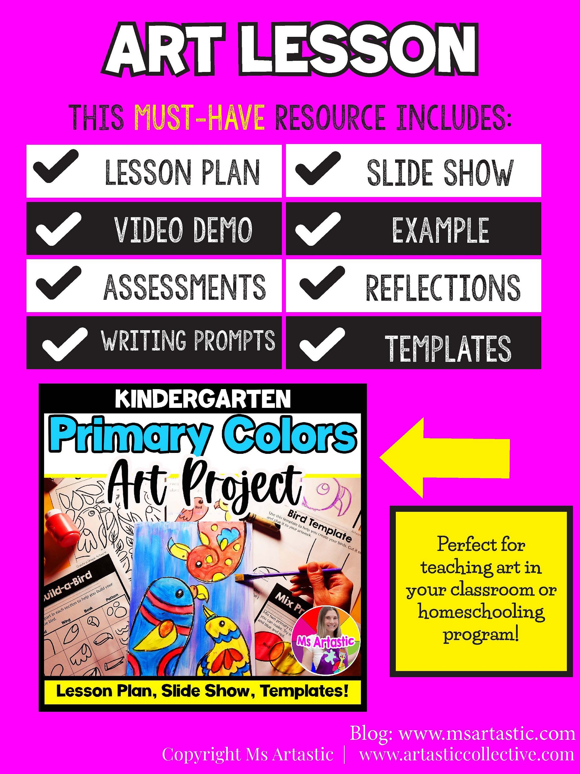 Primary Colors Art Lesson Bird Art Project Kindergarten Art Activity product image (5)