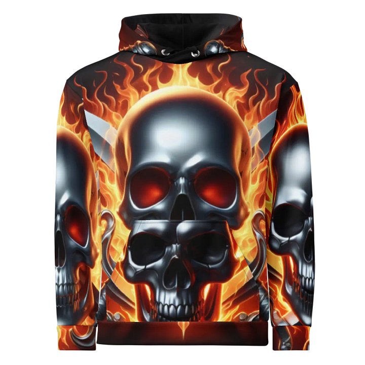 Fiery Skull Swords - Unisex Skull Hoodie #24 product image (1)