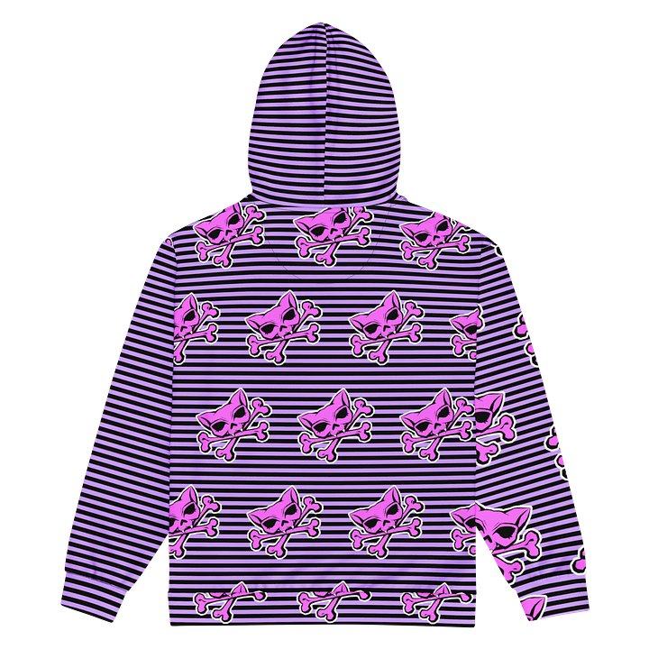 Blaque and Purple Kat Skull Remix Stripped Hoodie product image (2)
