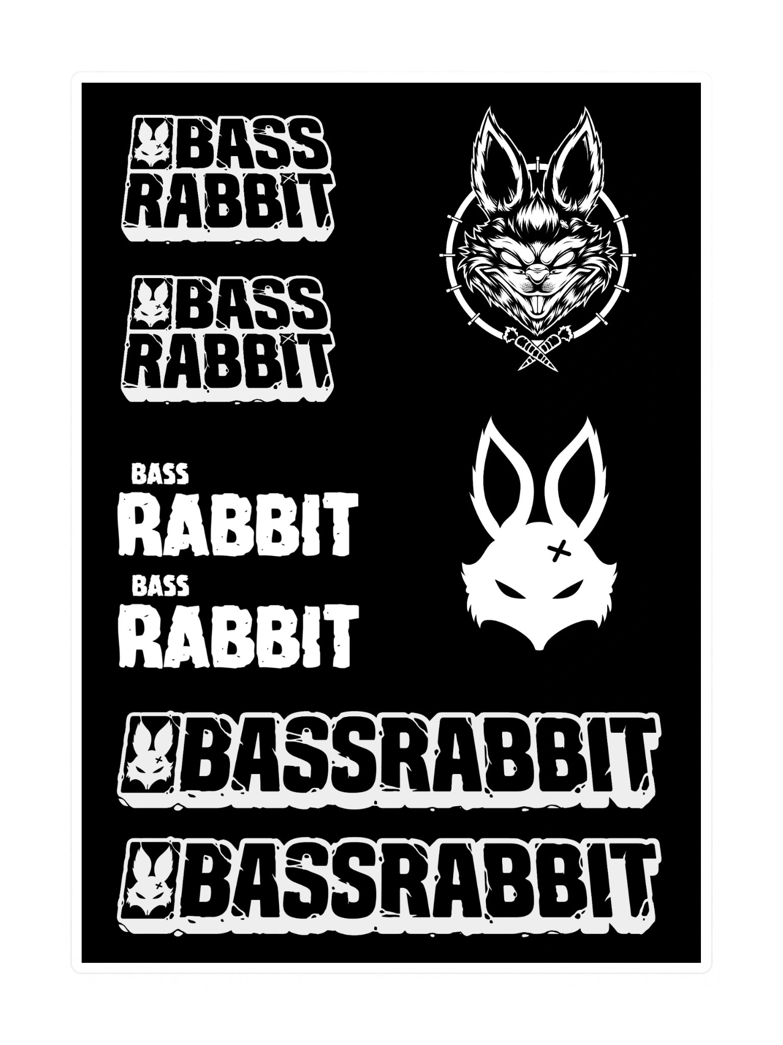 Bass Rabbit Sticker Sheet White product image (3)