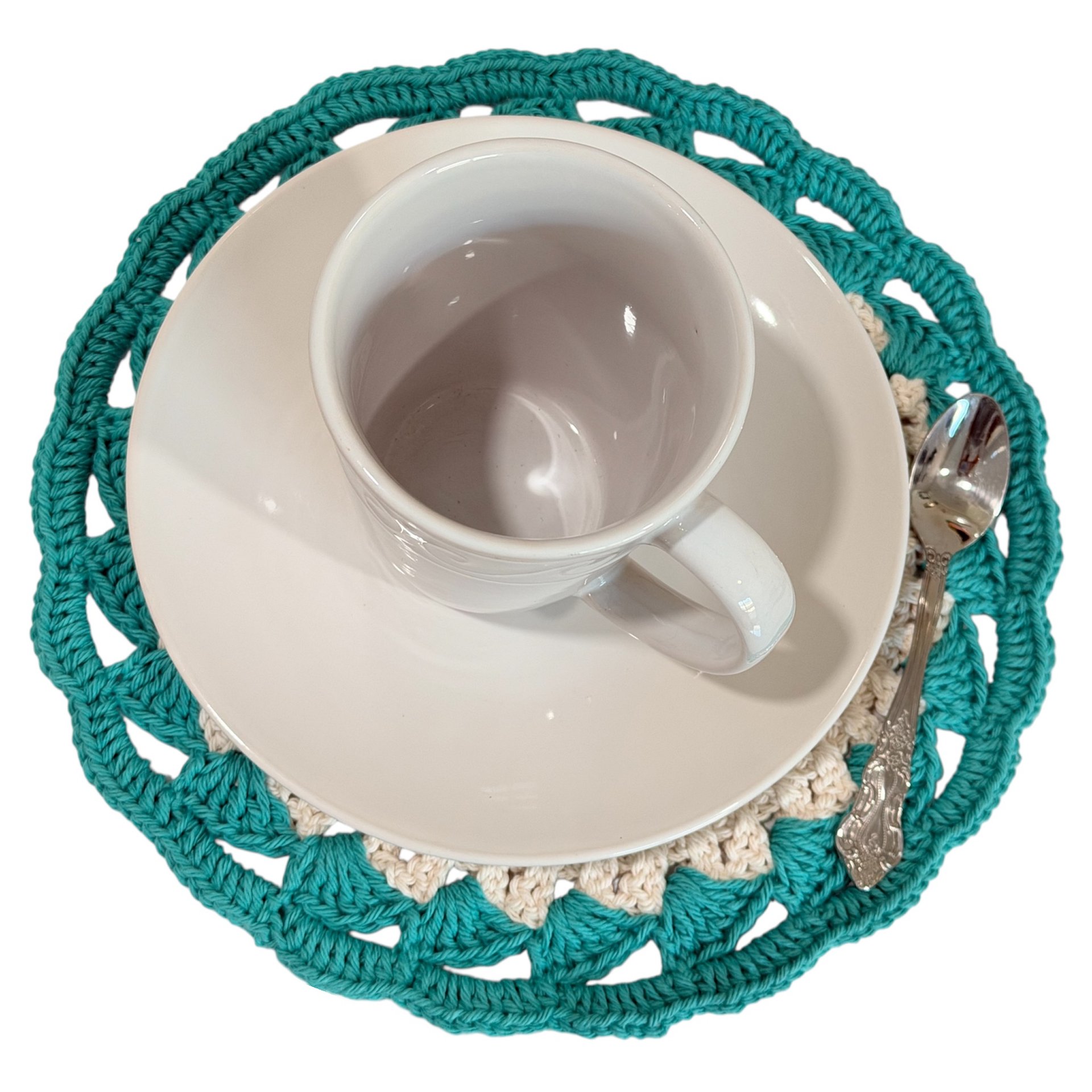 Coffee and Tea placemat, set of 2, handmade crochet. product image (4)