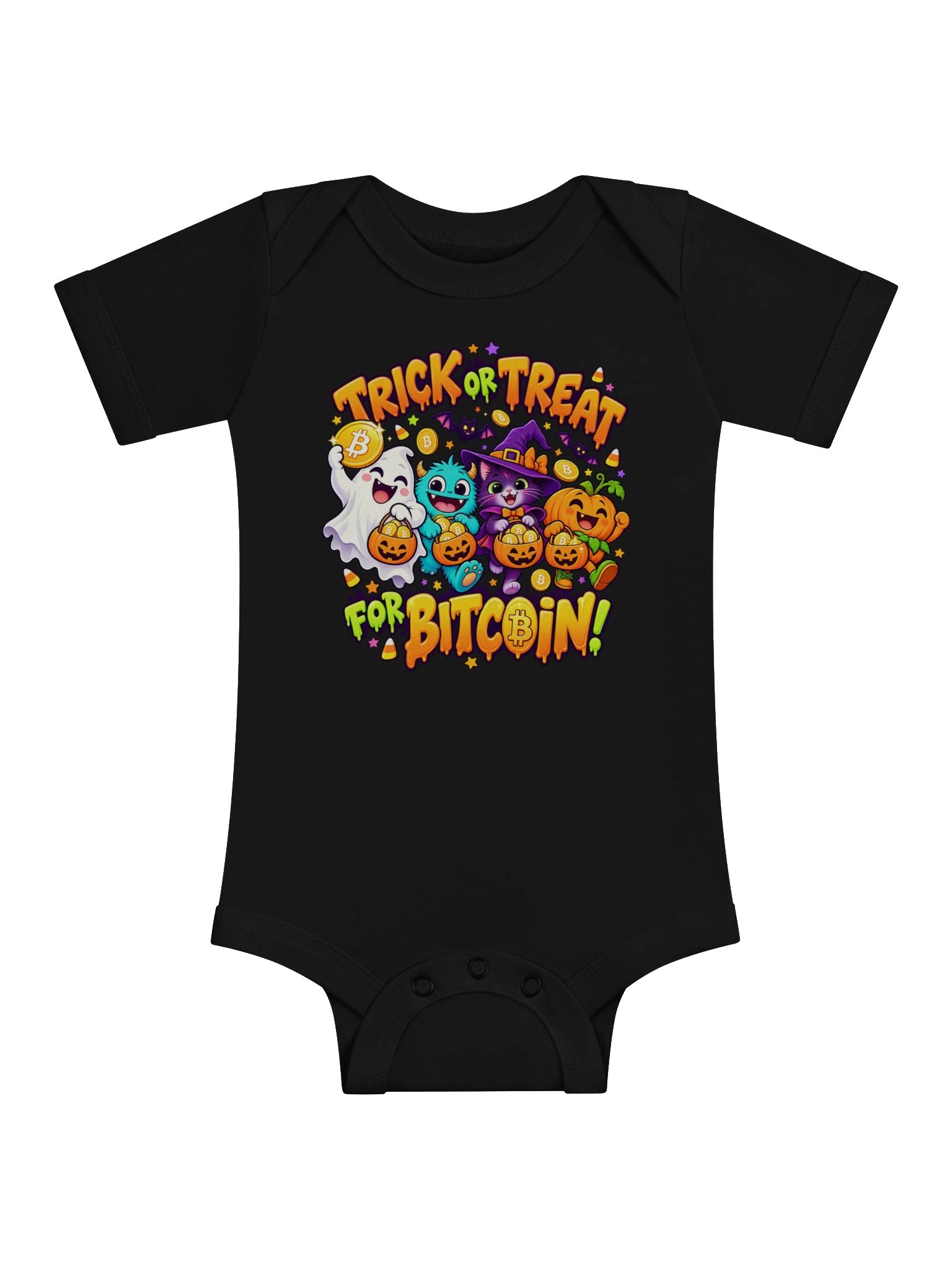 Trick or Treat for Bitcoin — Baby Halloween Bodysuit product image (1)