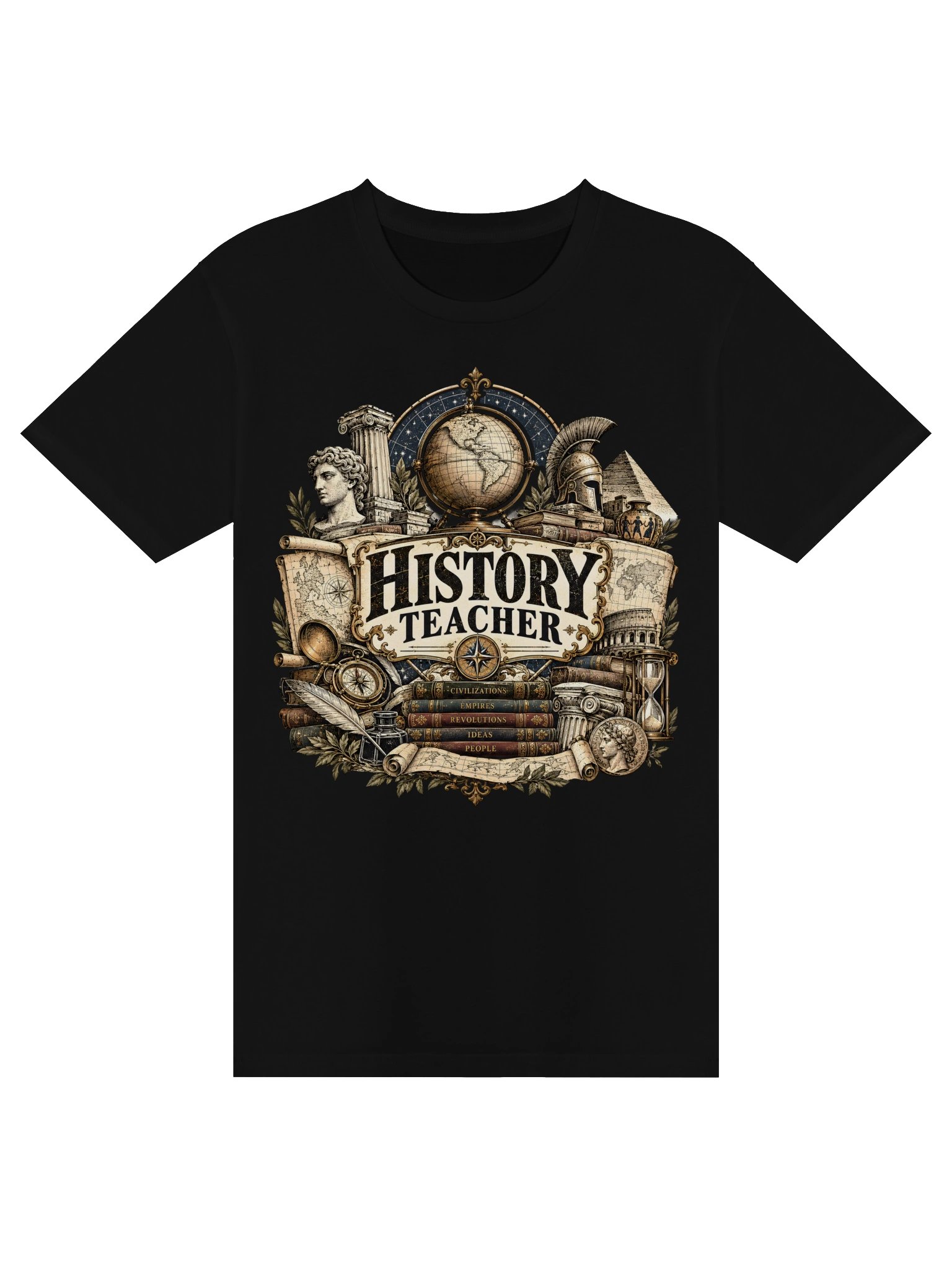 History Teacher Vintage Illustration T-Shirt, Black Heavyweight Cotton product image (4)