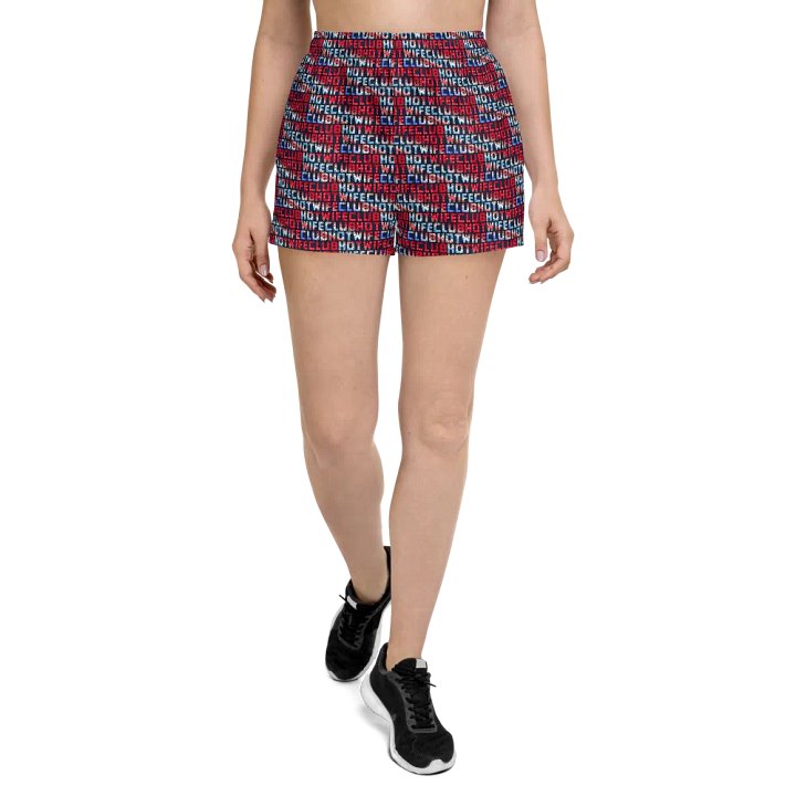 HotWifeClub Hot Wife Club red white and blue Women's athletic shorts product image (2)