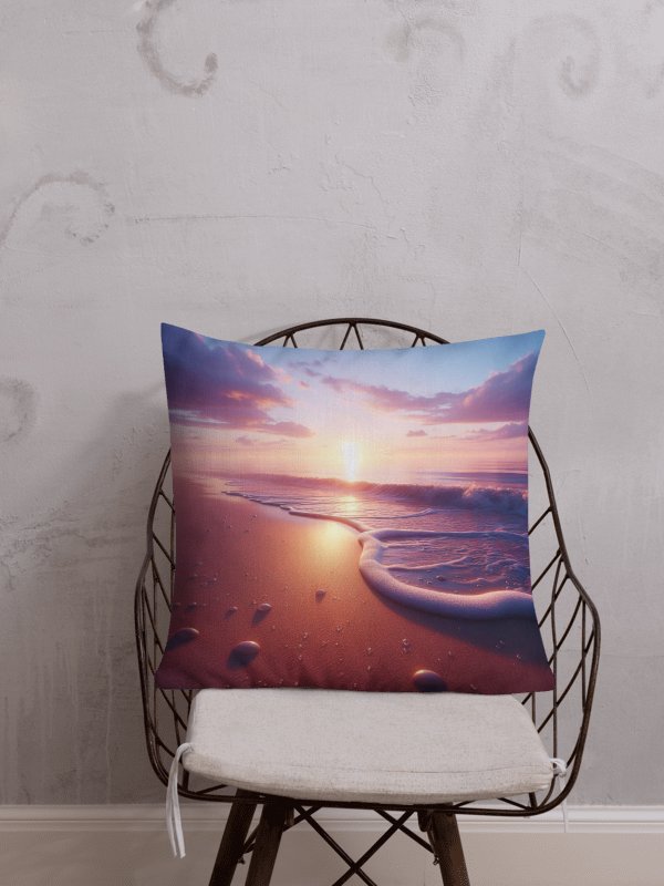 Sunset Serenity Premium Pillow | AI Design sunset beach product image (1)