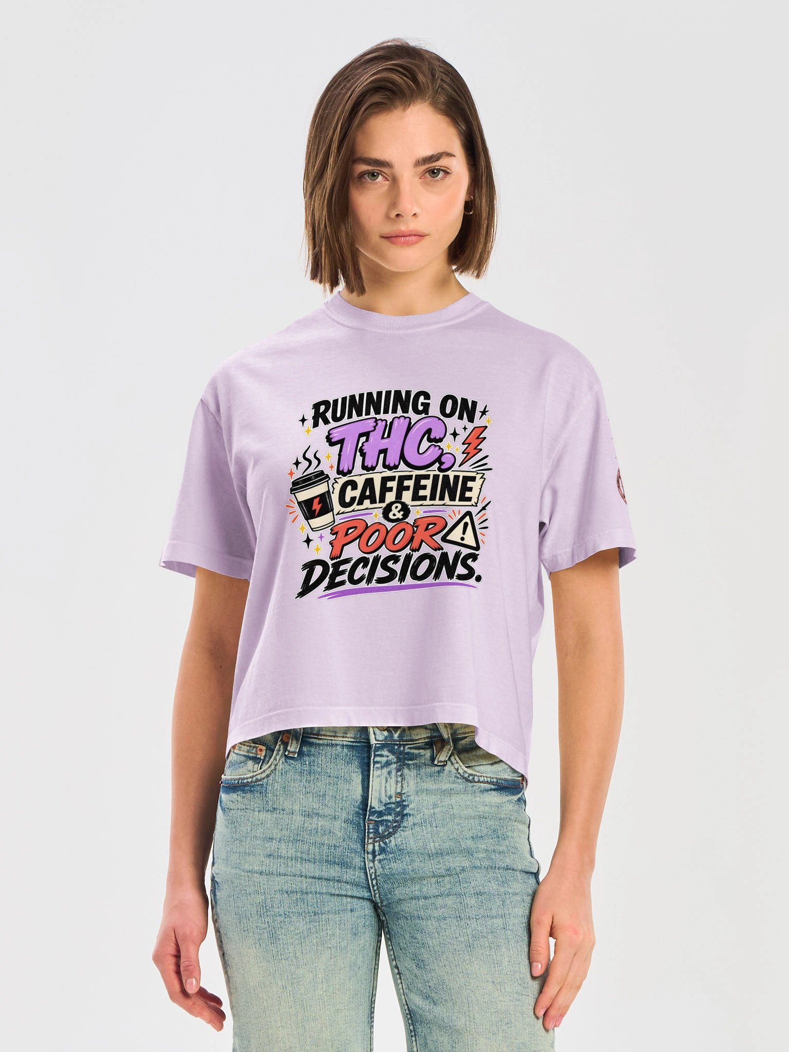 BROKEN WOMEN!™ — RUNNING ON THC, CAFFEINE & POOR DECISIONS — BOXY TEE product image (5)