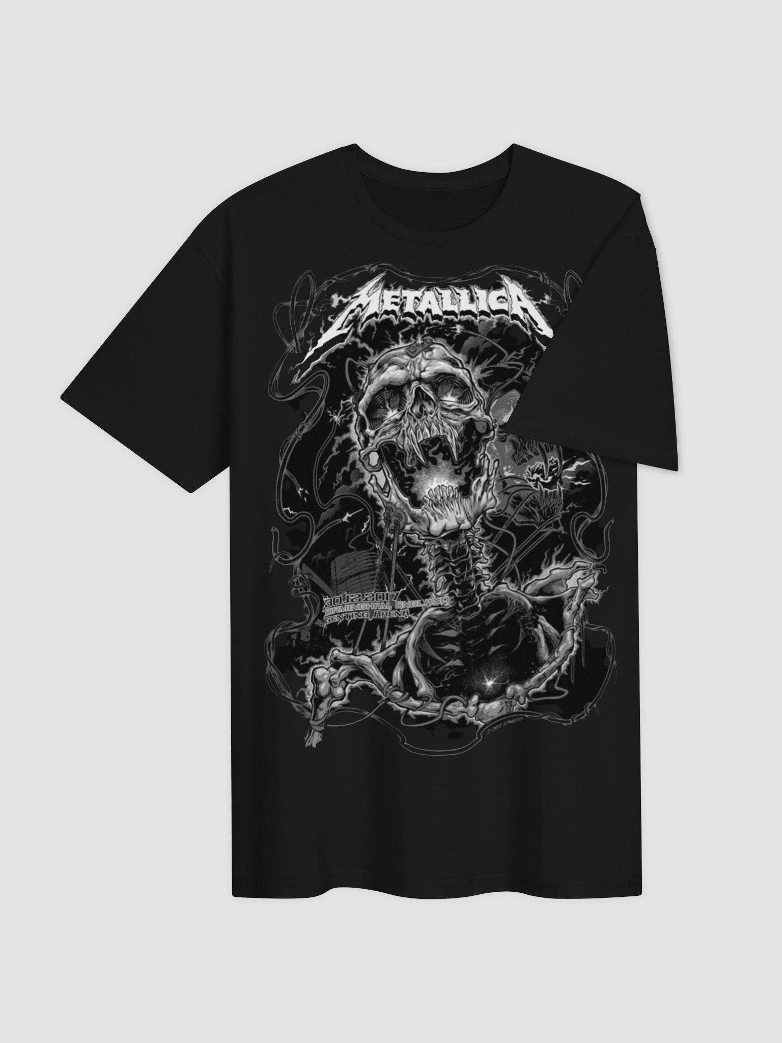 Metallica Screaming Skeleton T-Shirt | Dark Thrash Horror Illustration Graphic | Heavy Metal Underground Icon Tee product image (3)