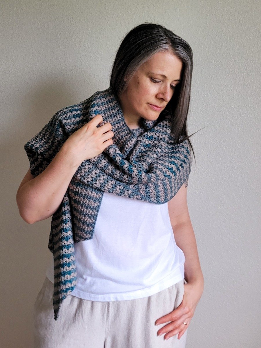 Shadow Plaid Wrap Crochet Pattern product image (4)