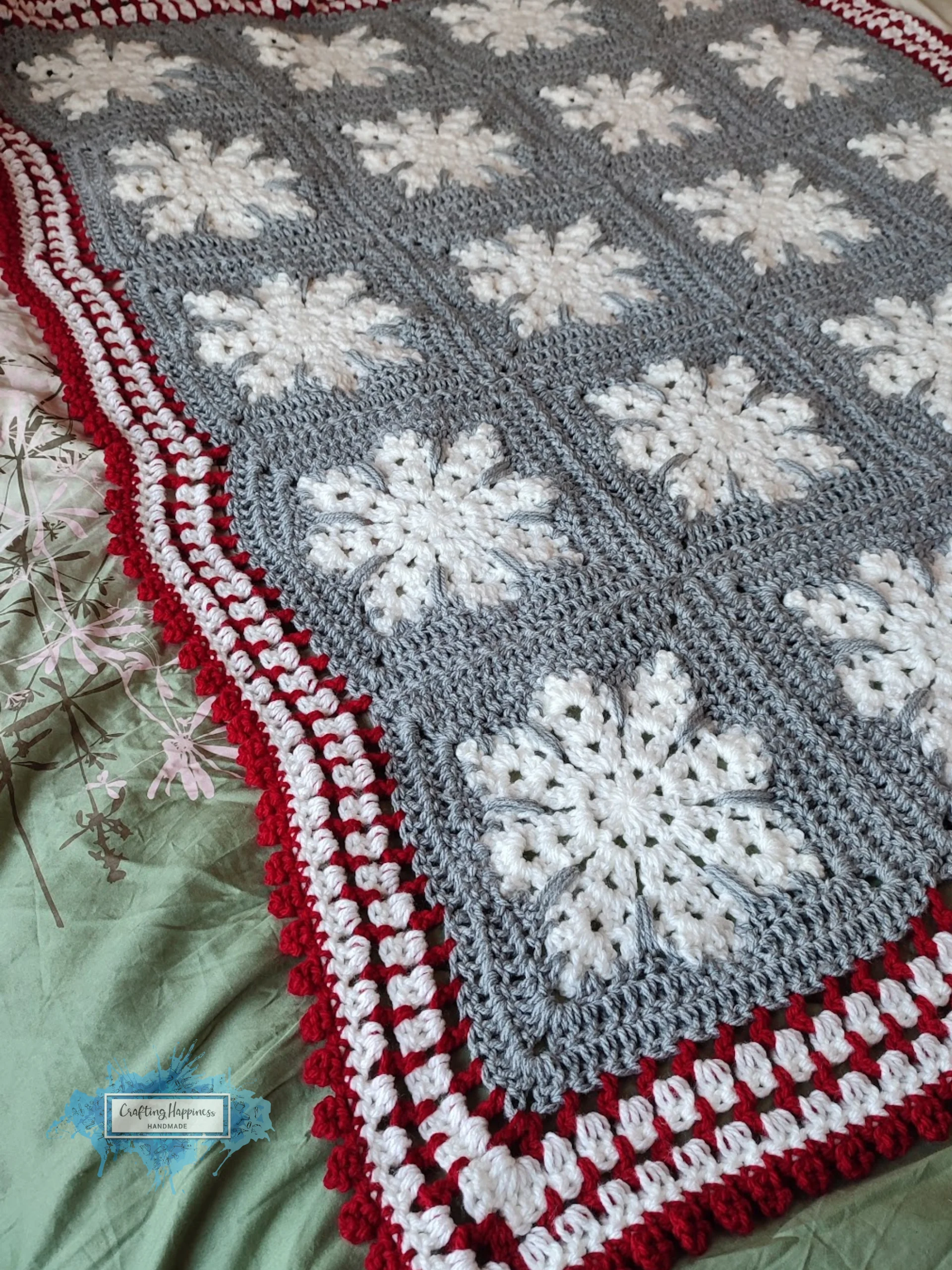 Winter Snowflake Crochet Afghan Pattern | Granny Square Blanket (PDF) product image (3)