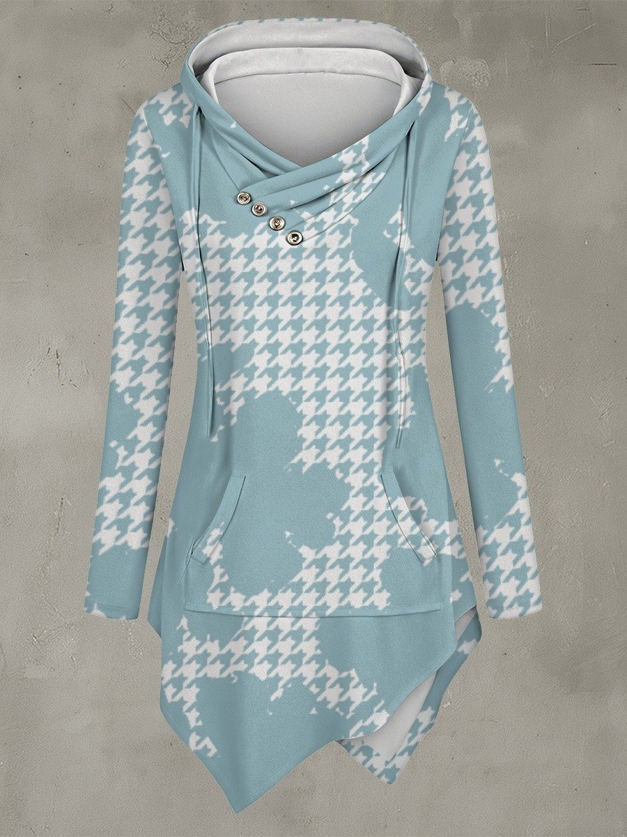 Houndstooth Crossover Longline Hoodie product image (1)