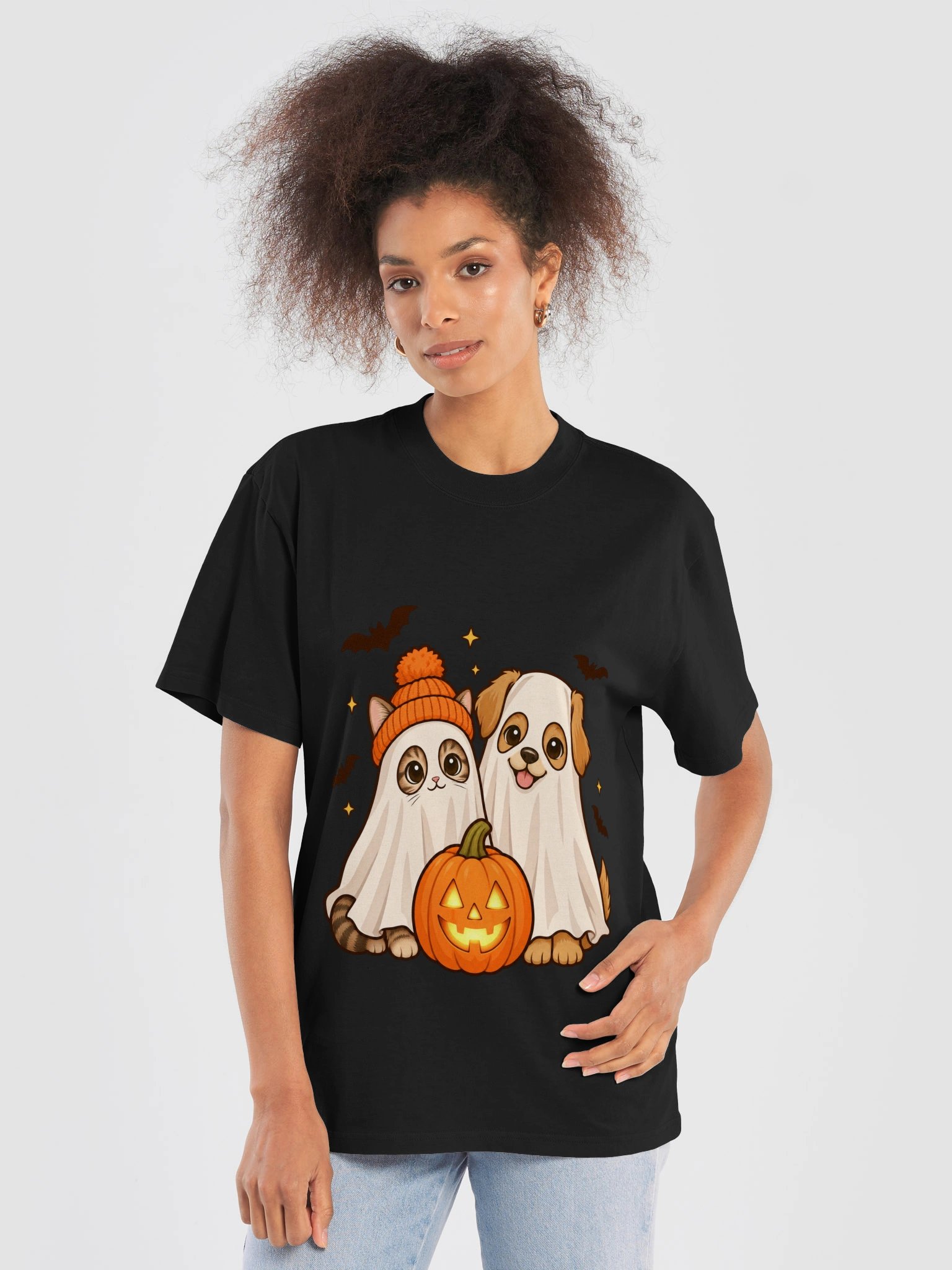 Ghost Pets Halloween T-Shirt – Cute Cat & Dog Ghost Tee product image (40)