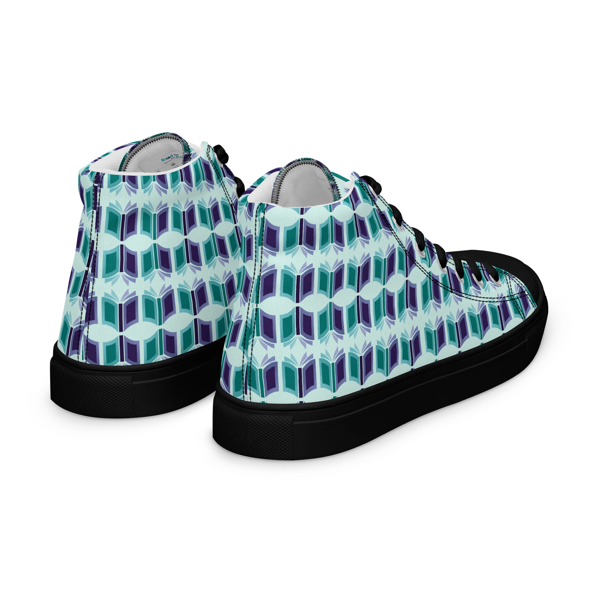 Women's High Top Canvas Shoes (Light Teal Background) product image (7)