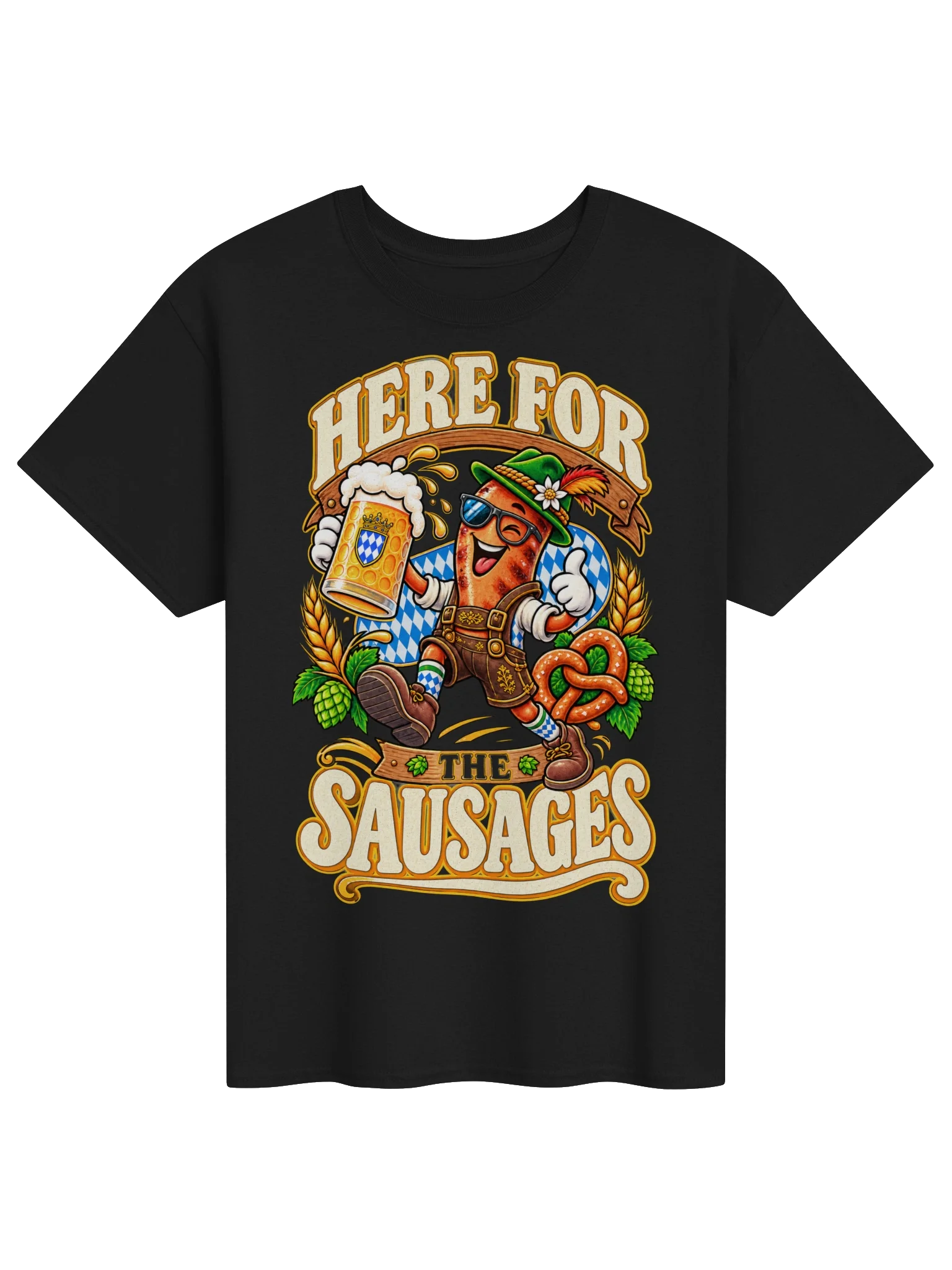 Here for the Sausages Funny Oktoberfest Vintage Tee