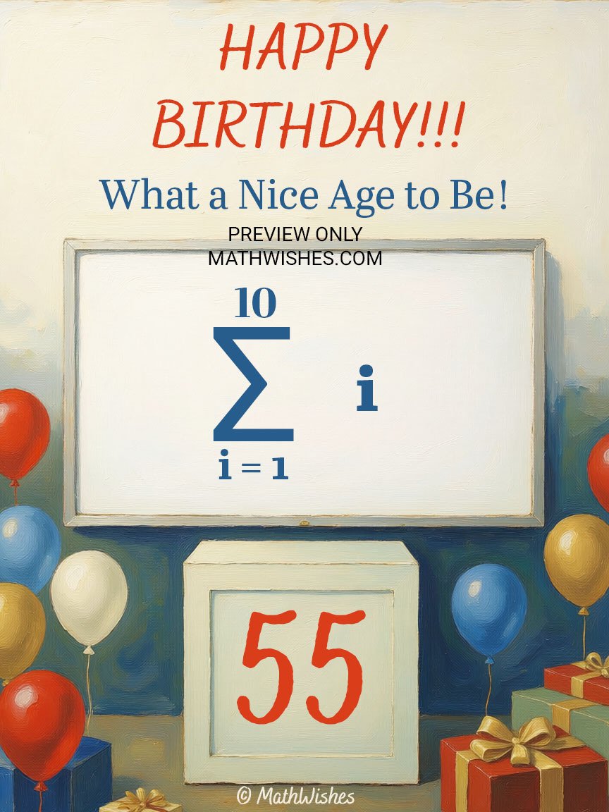 55th Birthday Card - Summation Formula product image (1)