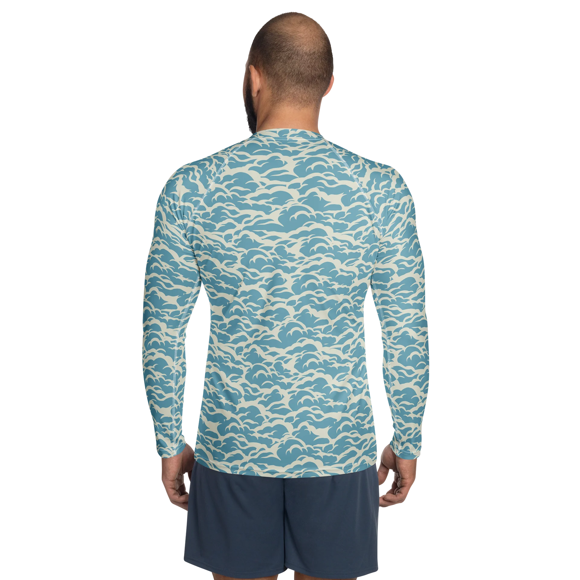 Nautical Ocean Waves Design Men's Rash Guard product image (2)
