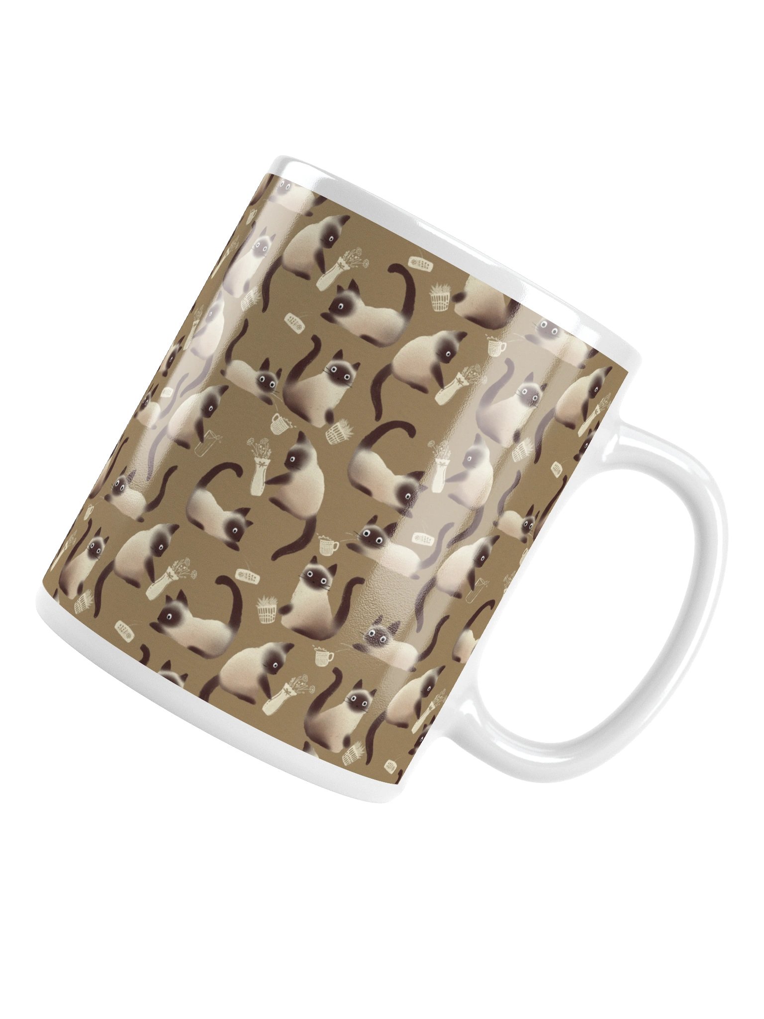 Bad Siamese Cats Knocking Stuff Over Coffee Mug, Brown product image (5)