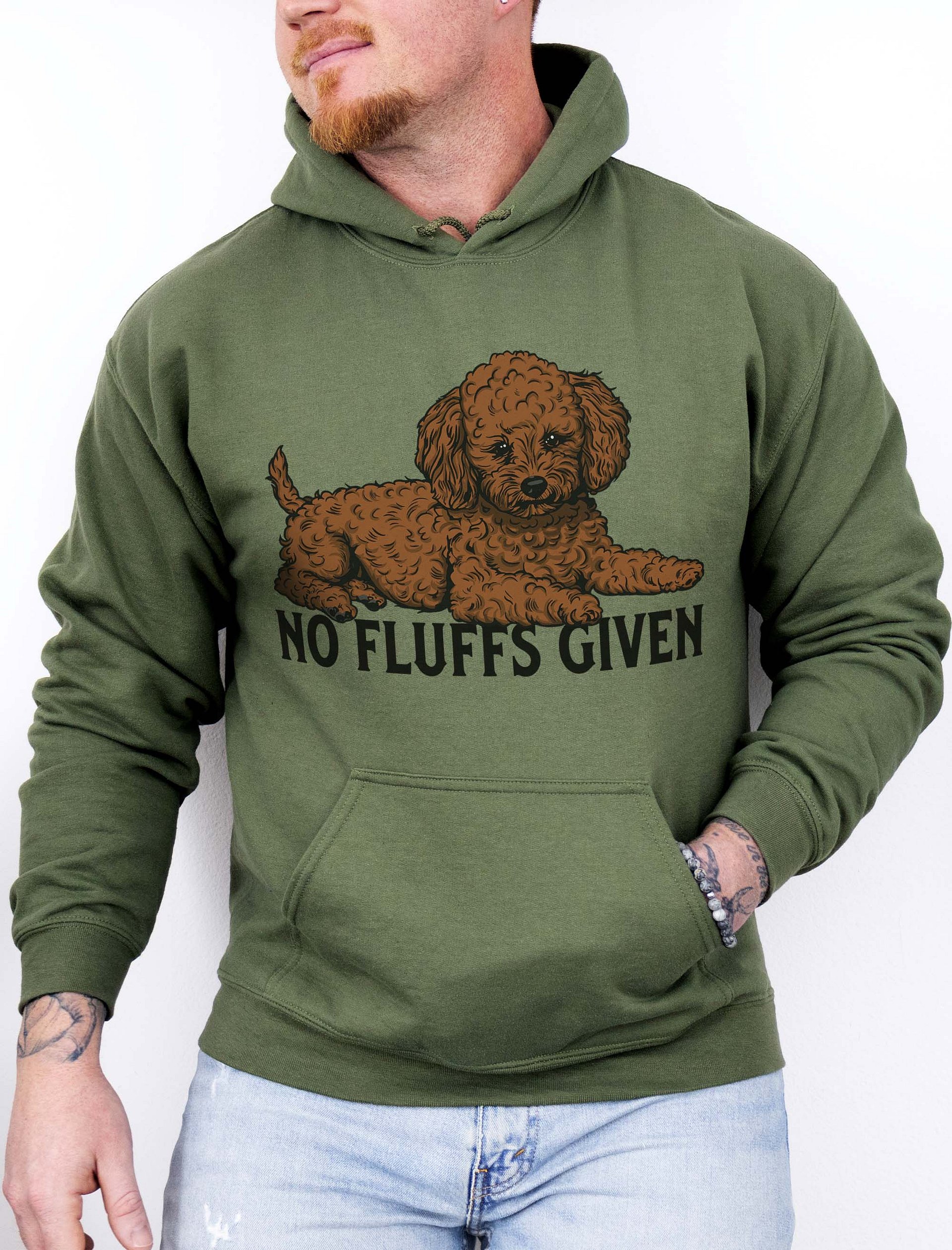 No Fluffs Given Hooded Sweatshirt of a Toy Poodle(Chocolate) | Funny Hoodie for Poodle Paw-rents product image (2)