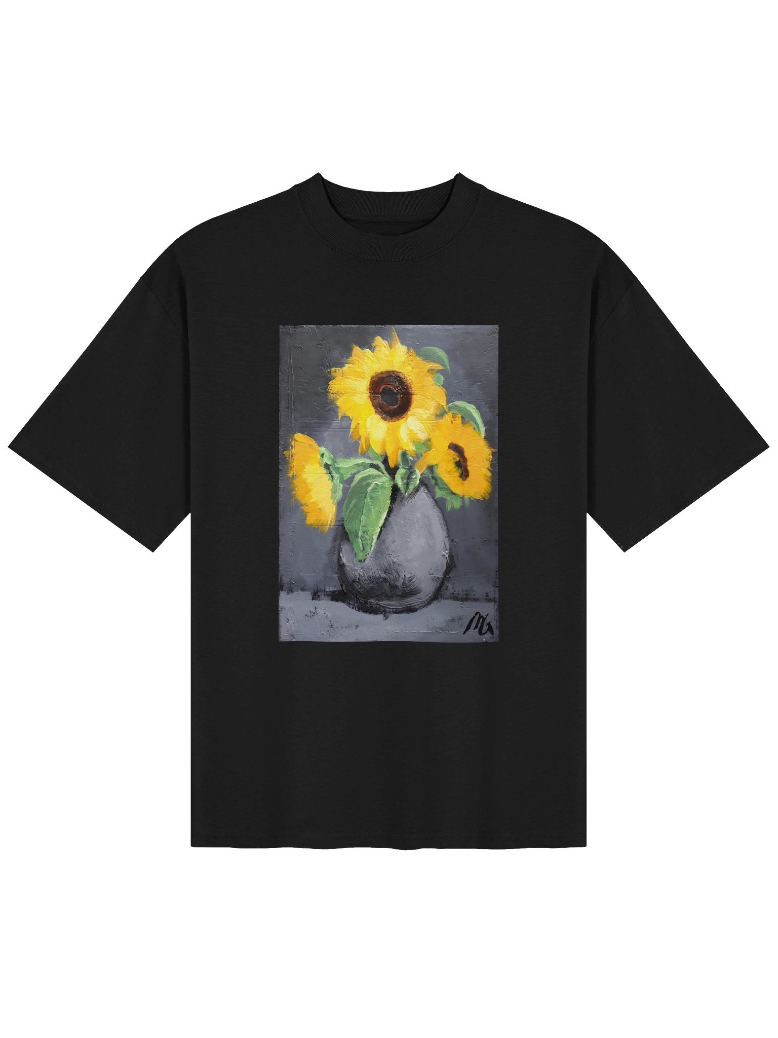 Sunflowers In A Jug // Oversized T-shirt black product image (1)