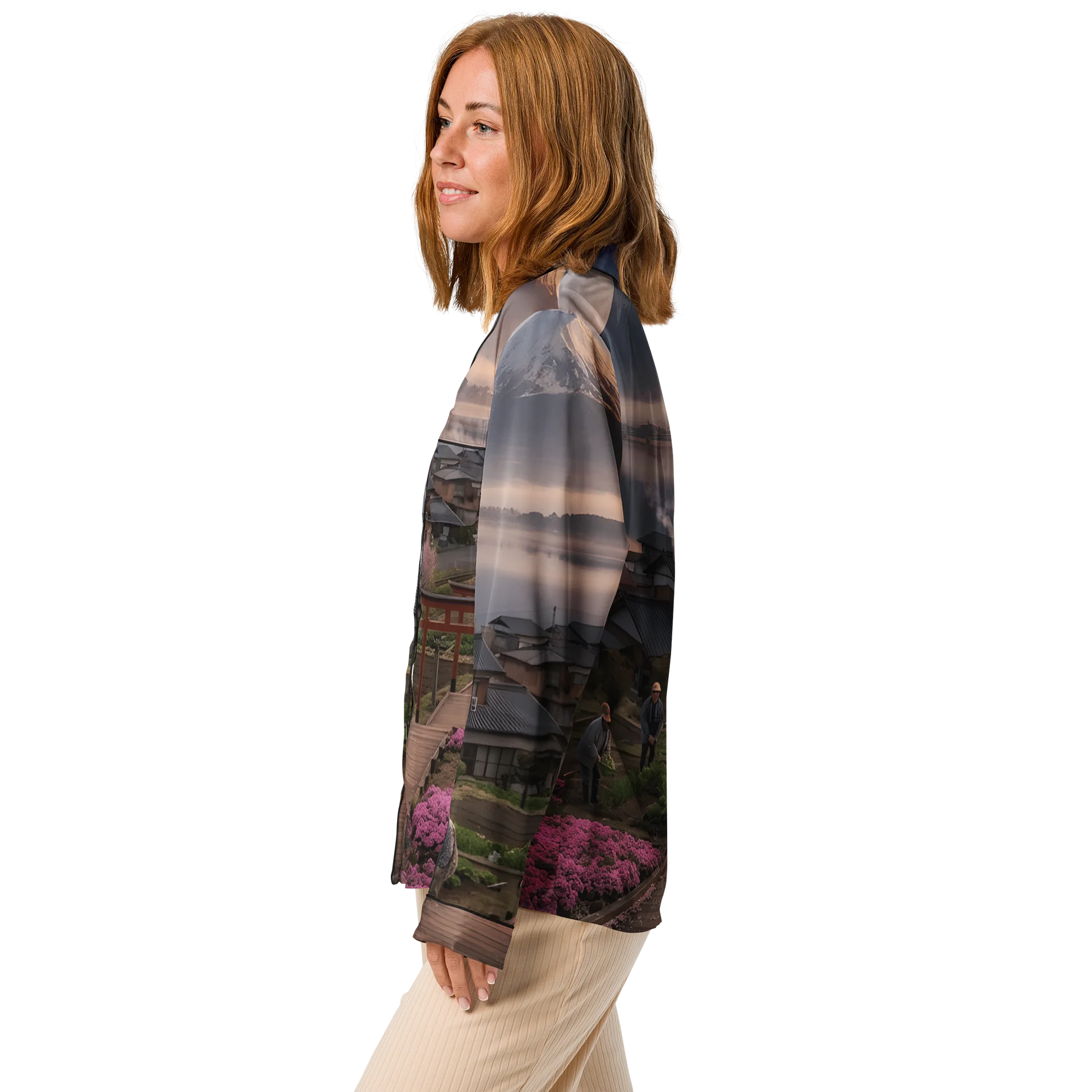 Women's Mount Fuji Long Sleeve Pajama Top | Silky Loungewear product image (4)
