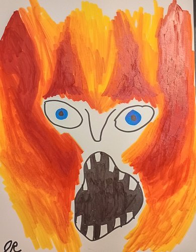 Hellfire and Brimstone original drawing
This drawing is inspired by my own religious trauma. As a kid, I would go to Bible ca...