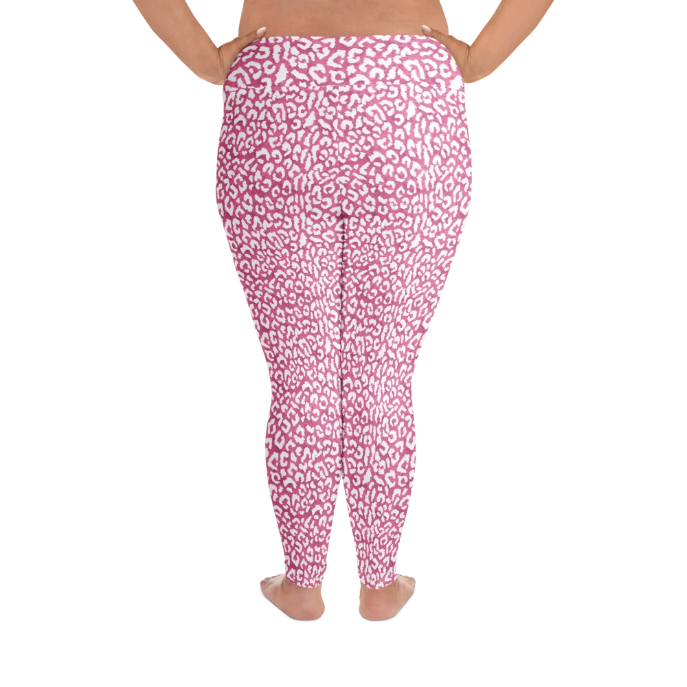 Bold Pink Leopard Skin Print Plus Size Leggings product image (2)