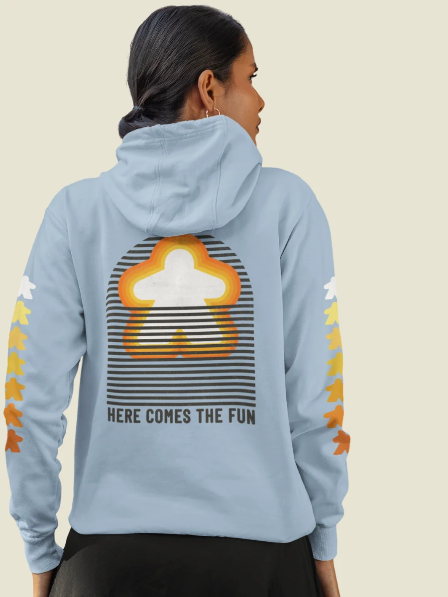 Here Comes the Fun Meeple Hoodie - Light Blue product image (3)