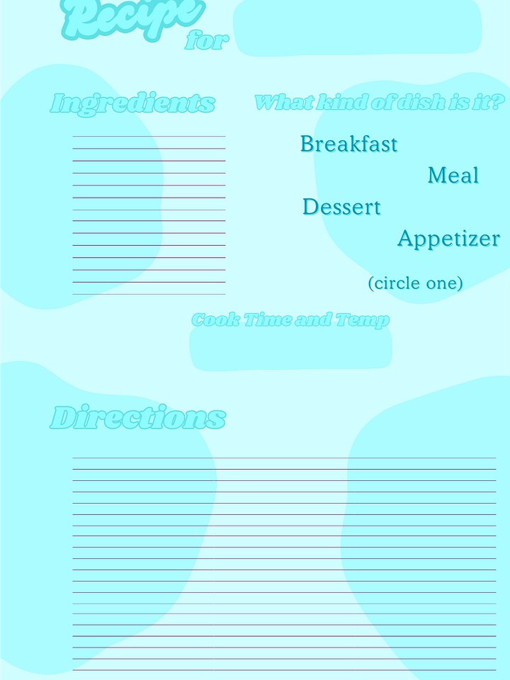 March's Planner Design - Recipes Sheets (A5 Size) product image (2)