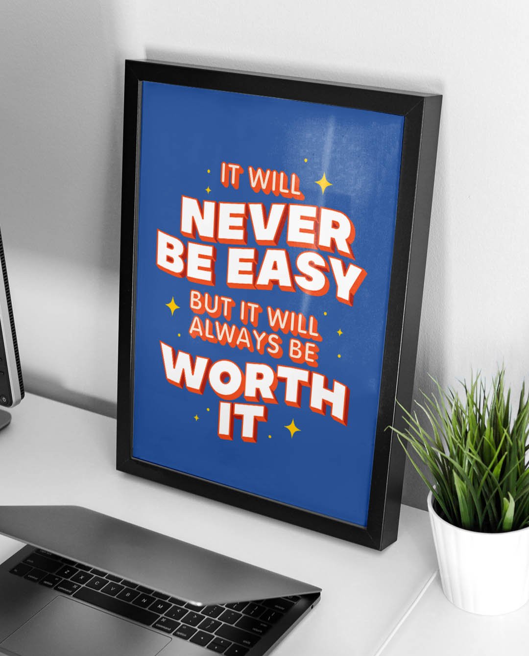 Never Easy Quote Affirmation Printable Wall Art Decor - Instant Download product image (2)