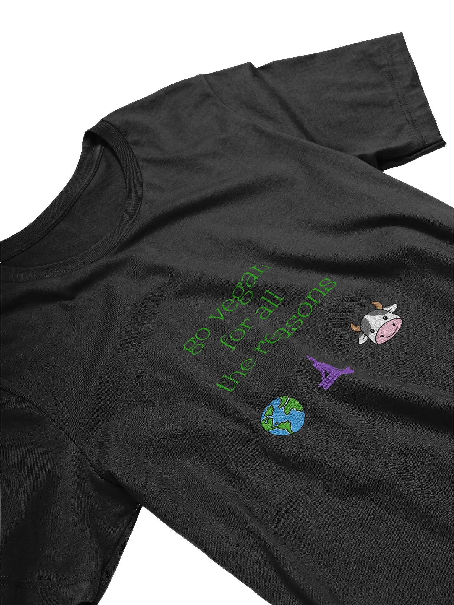“Go Vegan for all the Reasons” Unisex Black T-shirt product image (3)
