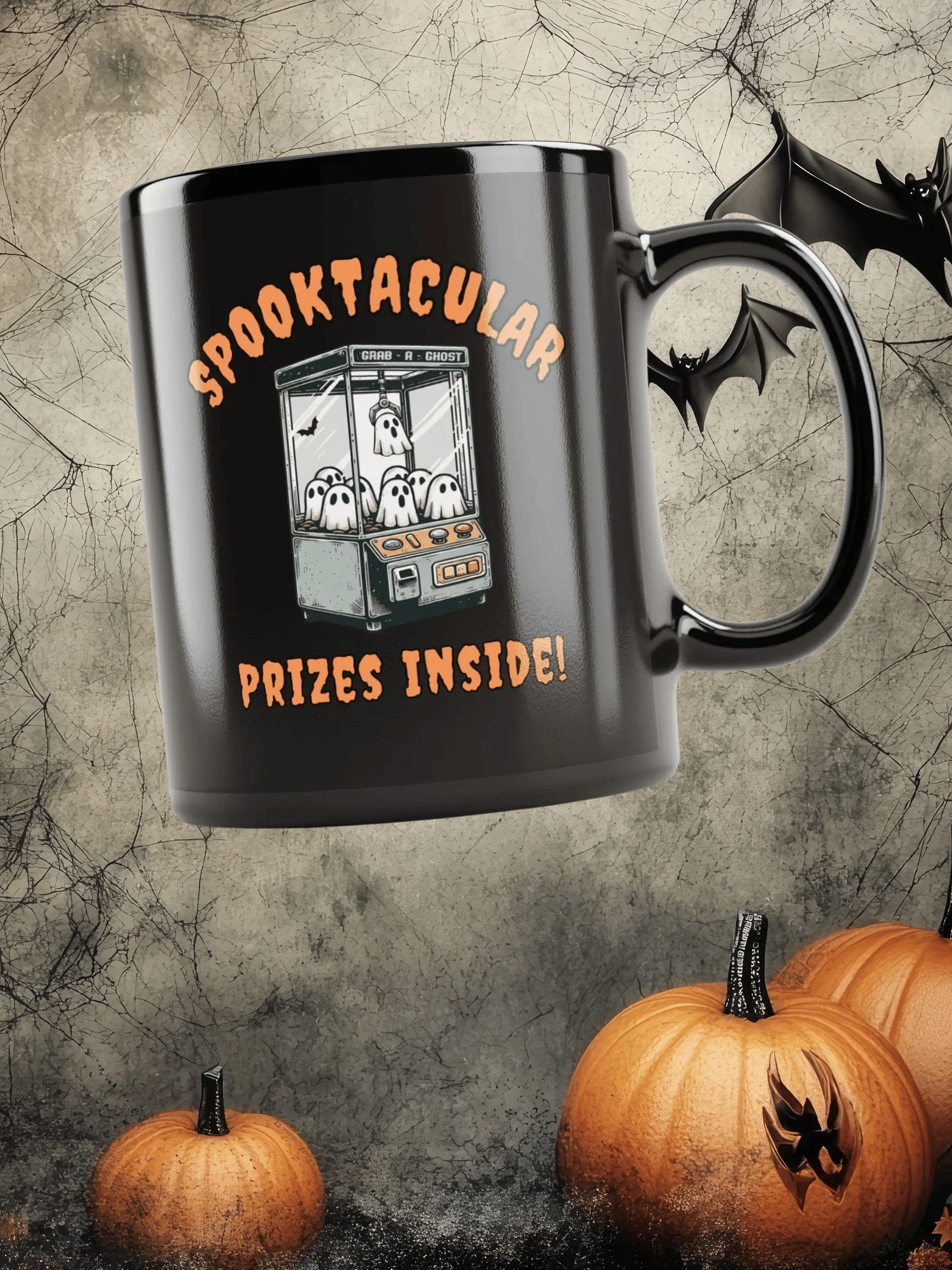 Spooktacular Ghost Claw Machine Black Glossy Mug product image (1)