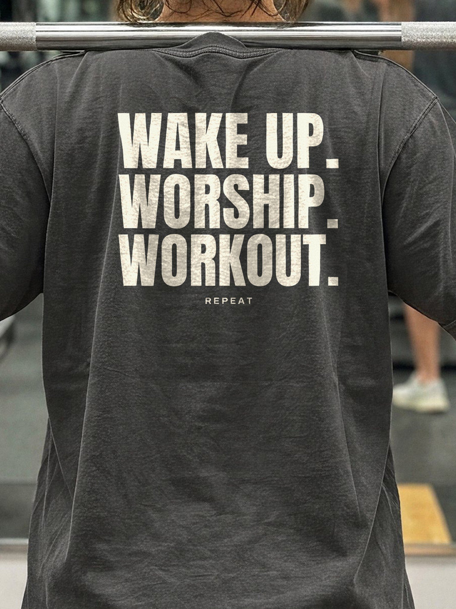 Wake Up, Worship, Workout Oversized Gym Tee | Pump Cover product image (4)