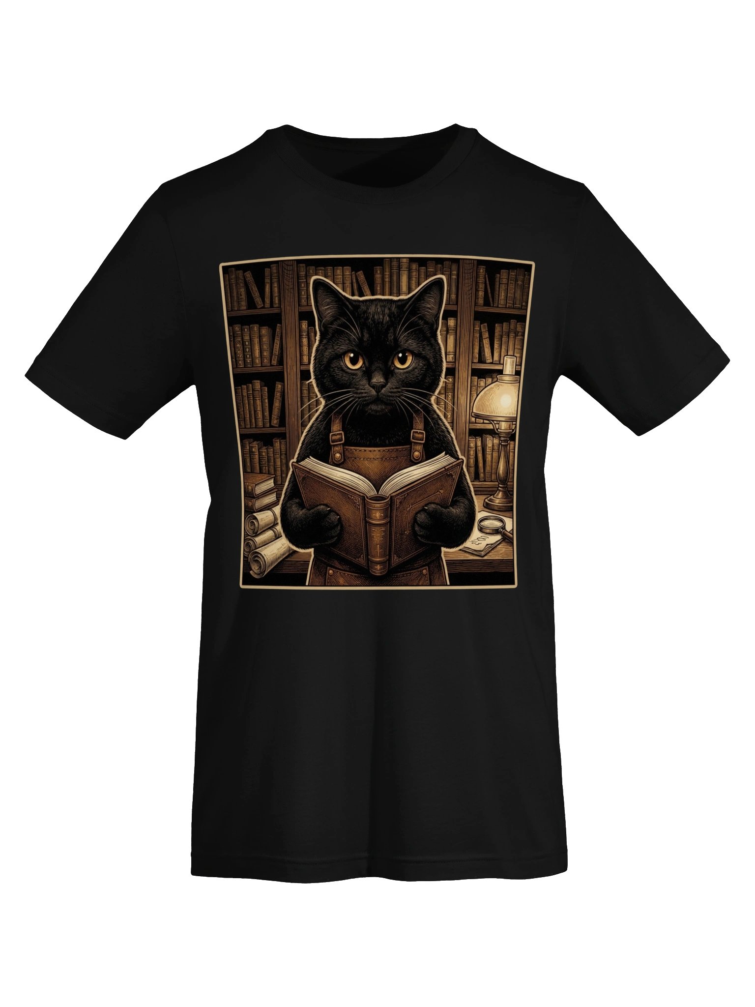 Librarian Cat Vintage Graphic Tee - Bookworm Black Cat Library Shirt product image (17)